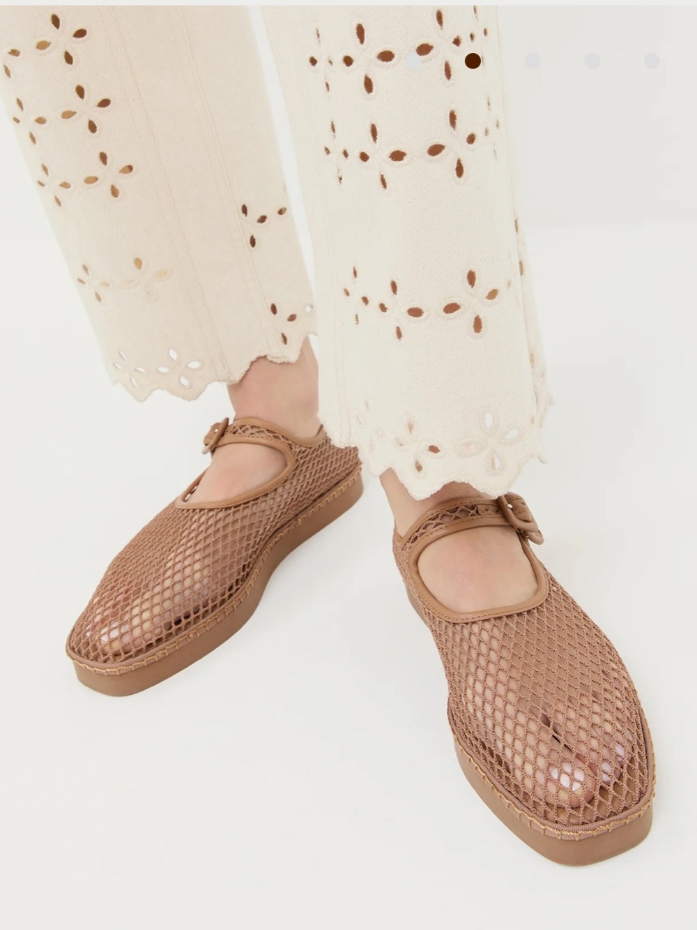 Loeffler Randall Brown Rita Mary Jane Netted Flats 10 - Picture 2 of 5